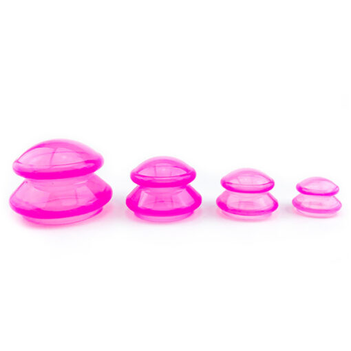Set ventuze masaj anticelulitic din silicon-roz